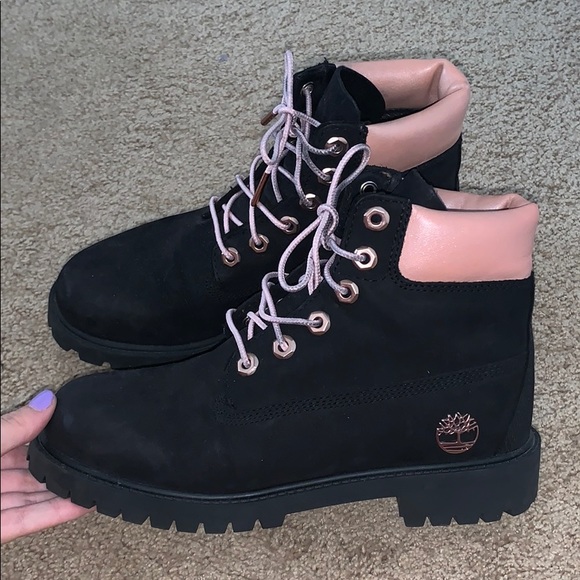 Timberland Shoes - Women’s Metallic Pink and Black Timberland Boots